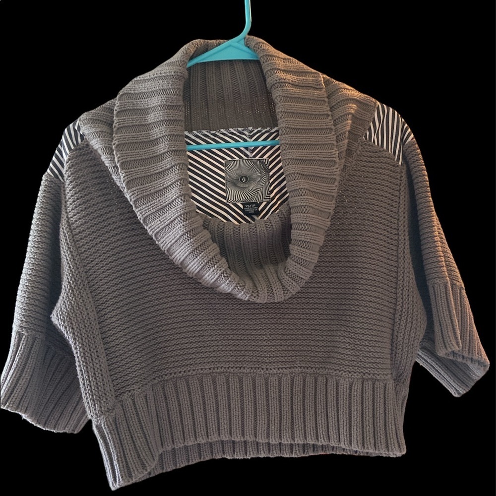 Volcom crop sweater, cowl neck, striped back
